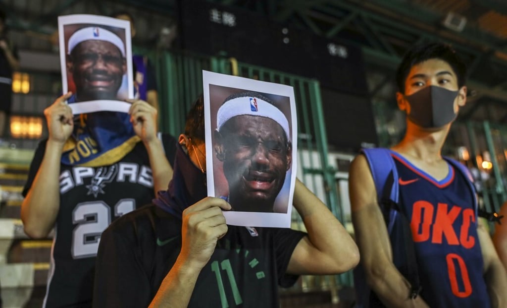 Hong Kong basketball fans mocking basketball star LeBron James during a protest in support of Daryl Morey, general manager of Houston Rockets last year. Photo: Sam Tsang