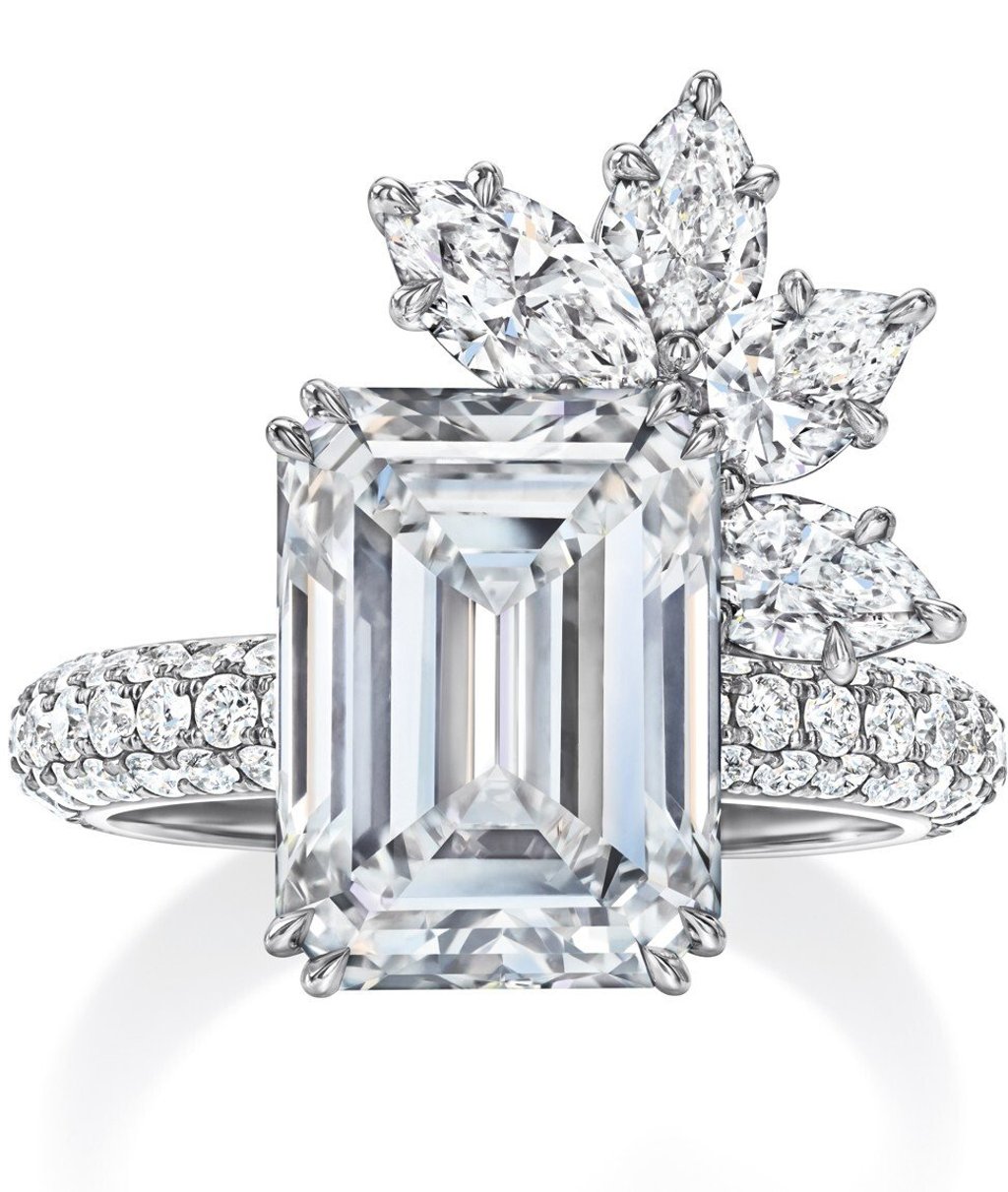 Harry Winston Bridal Couture emerald cut diamond engagement ring. Photo: Harry Winston