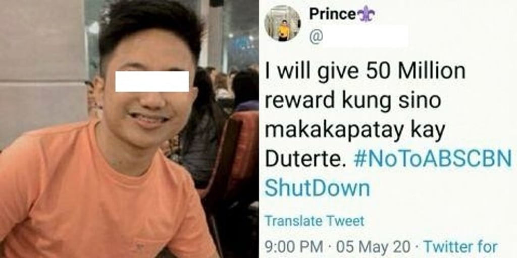 Ronnel Mas was arrested after threatening Philippine President Rodrigo Duterte on Twitter. Photo: Screengrab/Twitter Ronnel Mas was arrested after threatening Philippine President Rodrigo Duterte on Twitter. Photo: Screengrab/Twitter