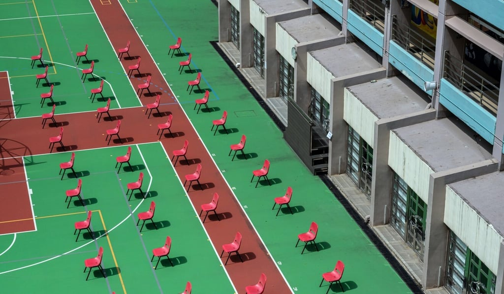 Chairs are spaced apart to ensure social distancing at CMA Secondary School. Photo: Bloomberg