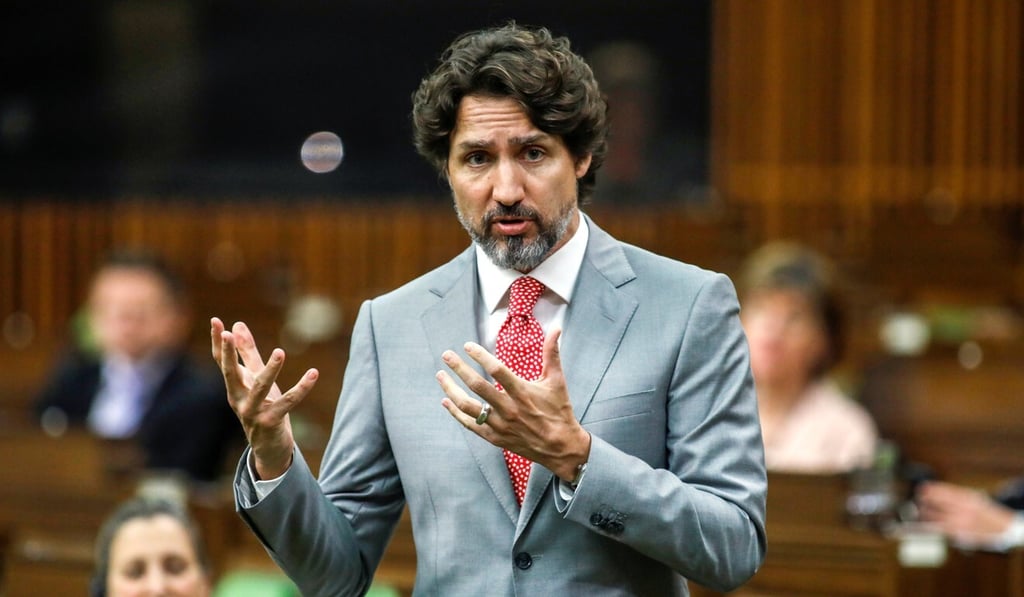 Canada’s Prime Minister Justin Trudeau speaks during a meeting of the special committee on the Covid-19 outbreak on Parliament Hill in Ottawa on Wednesday. Photo: Reuters