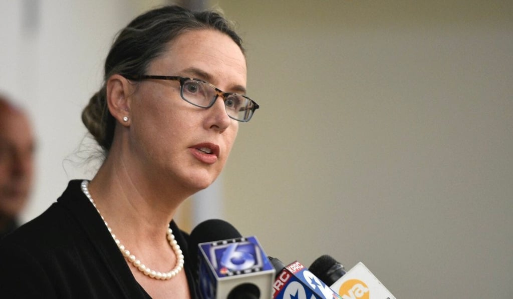 FBI agent Leah Greeves speaks to the news media after a shooting incident at Naval Air Station Corpus Christi in Texas on Thursday. Photo: USA Today Network via Reuters