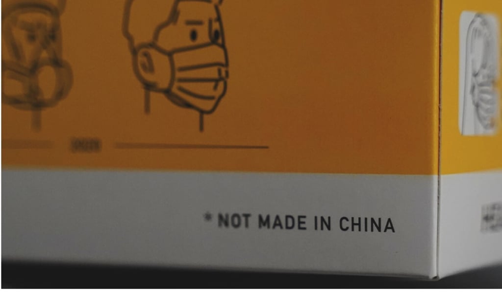 The packaging for Demosisto’s “Not made in China” mask. Photo: Demosisto