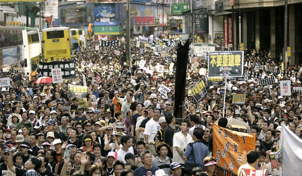 A Causeway Bay rally against proposed Article 23 legislation on July 1, 2003. Photo: Dickson Lee