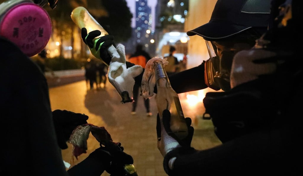 Molotov cocktails made appearances at multiple protests during last year’s months of unrest. Tuesday’s case involved a lone teen who had launched a pair of them down an empty street. No one was injured. Photo: AFP Molotov cocktails made appearances at multiple protests during last year’s months of unrest. Tuesday’s case involved a lone teen who had launched a pair of them down an empty street. No one was injured. Photo: AFP