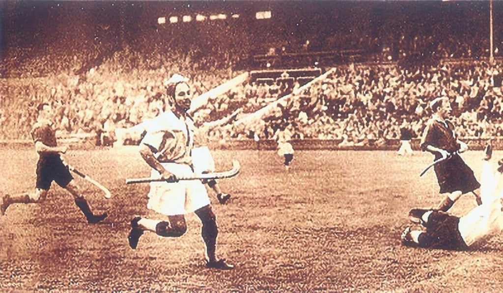 Balbir Singh scoring a goal during the 1948 London Olympics. Photo: Ringo Dosanjh