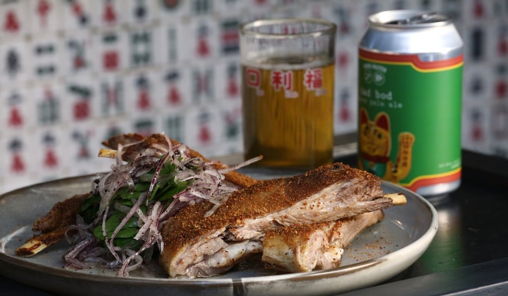 Lamb ribs paired with Dad Bod pale ale, Ho Lee Fook, Central. Photo: Jonathan Wong