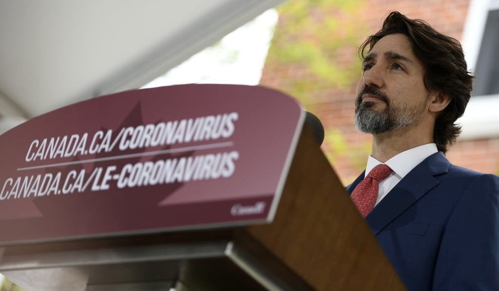 Prime Minister Justin Trudeau speaks during his daily coronavirus news conference in Ottawa on May 19. Photo: The Canadian Press via AP Prime Minister Justin Trudeau speaks during his daily coronavirus news conference in Ottawa on May 19. Photo: The Canadian Press via AP