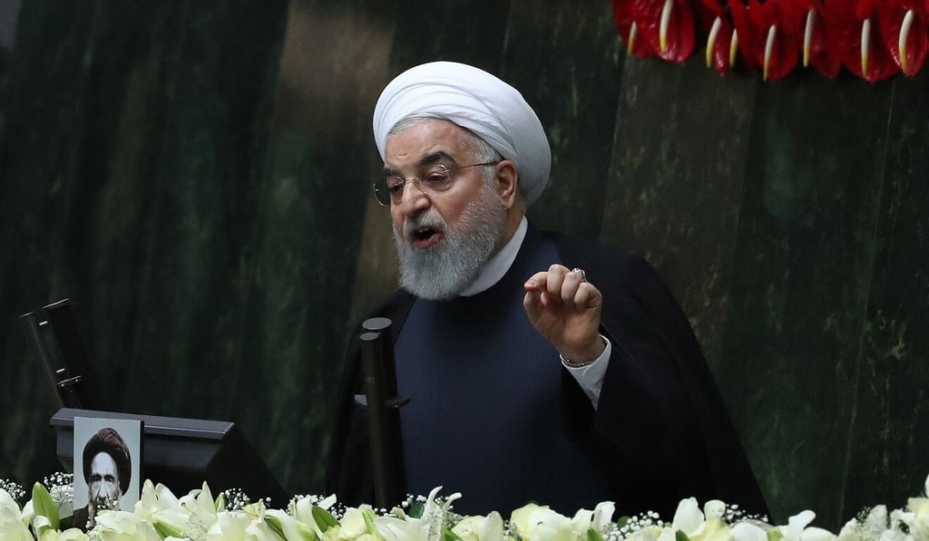Iranian President Hassan Rowhani addresses the opening session of Iran's new parliament in Tehran on Wednesday. Photo: Xinhua Iranian President Hassan Rowhani addresses the opening session of Iran's new parliament in Tehran on Wednesday. Photo: Xinhua