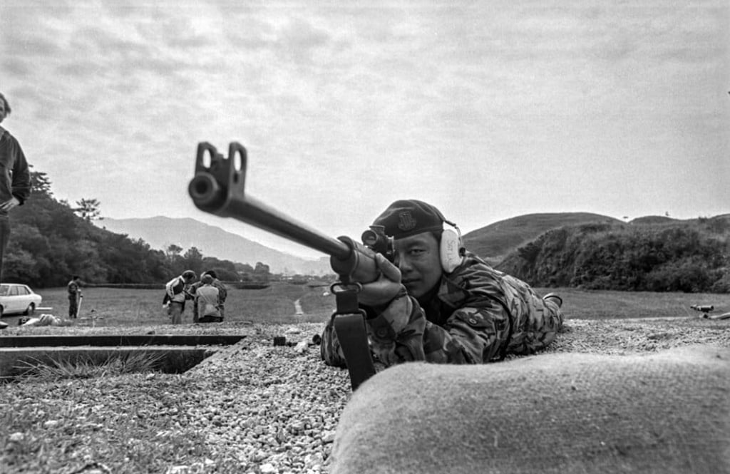 A Gurkha soldier during a shooting drill at the San Wai rifle range in Fanling in Hong Kong. Photo: SCMP
