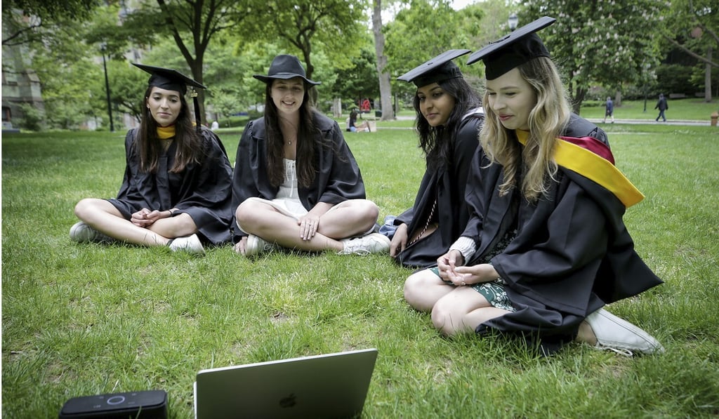 International students find the idea of virtual graduation ceremonies and distance learning off-putting. Photo: AP