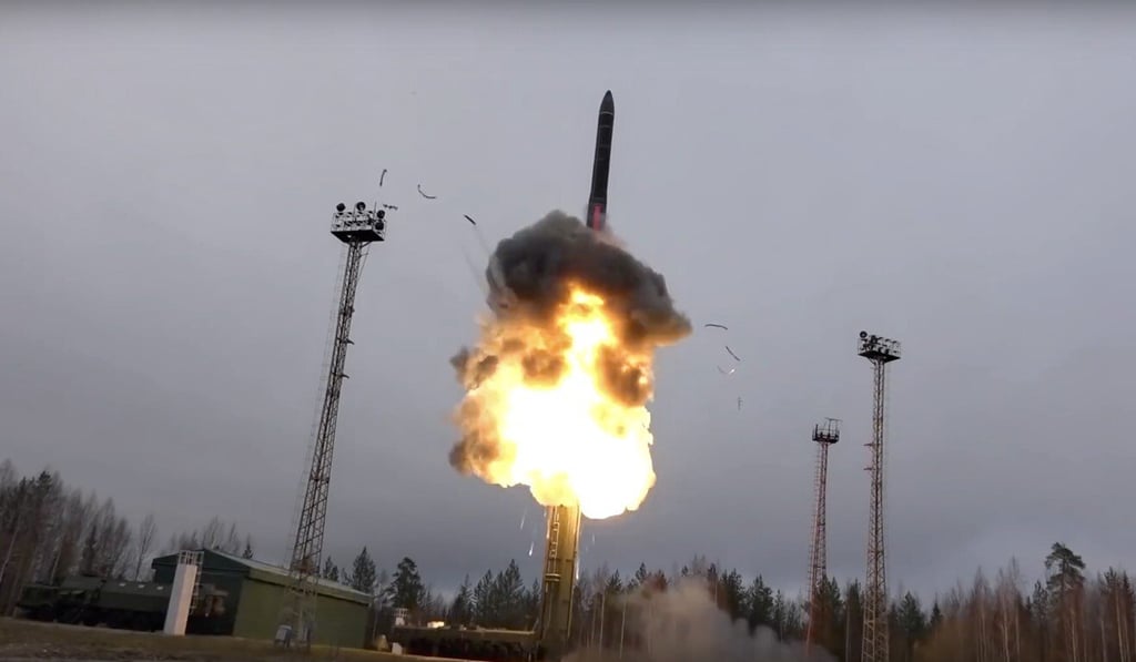 An intercontinental ballistic missile lifts off from a truck-mounted launcher somewhere in Russia. Photo: Russian Defence Ministry Press Service via AP An intercontinental ballistic missile lifts off from a truck-mounted launcher somewhere in Russia. Photo: Russian Defence Ministry Press Service via AP