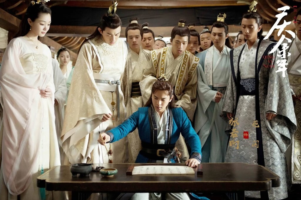 Actor Zhang Ruoyun, seated foreground, plays the lead character in the popular Chinese drama series Joy of Life, which premiered on November 26, 2019. Photo: Handout Actor Zhang Ruoyun, seated foreground, plays the lead character in the popular Chinese drama series Joy of Life, which premiered on November 26, 2019. Photo: Handout