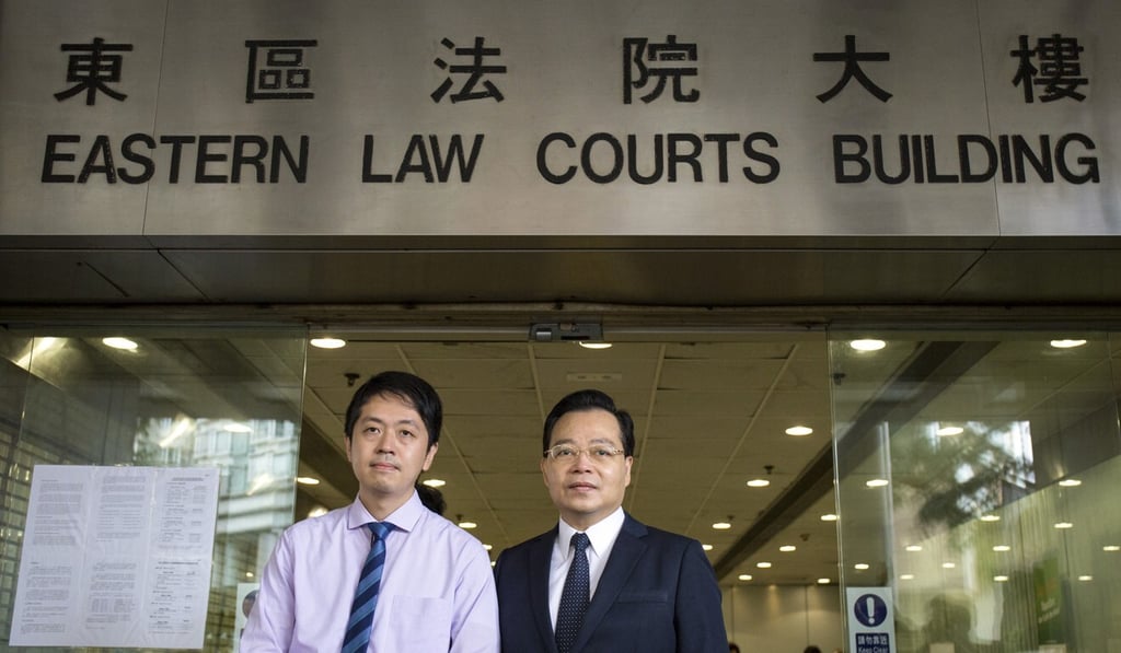 Lawmaker Ted Hui with his lawyer Victor Yeung at Eastern Court. Photo: Brian Wong Lawmaker Ted Hui with his lawyer Victor Yeung at Eastern Court. Photo: Brian Wong
