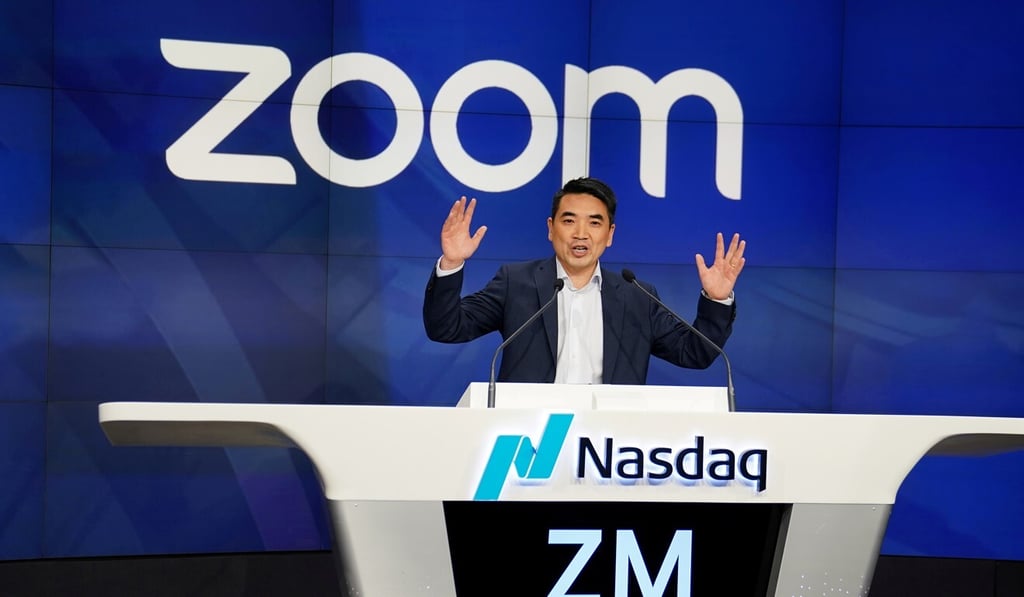 Eric Yuan, CEO of Zoom Video Communications takes part in a bell ringing ceremony at the Nasdaq stock exchange on April 18, 2019. Photo: Reuters