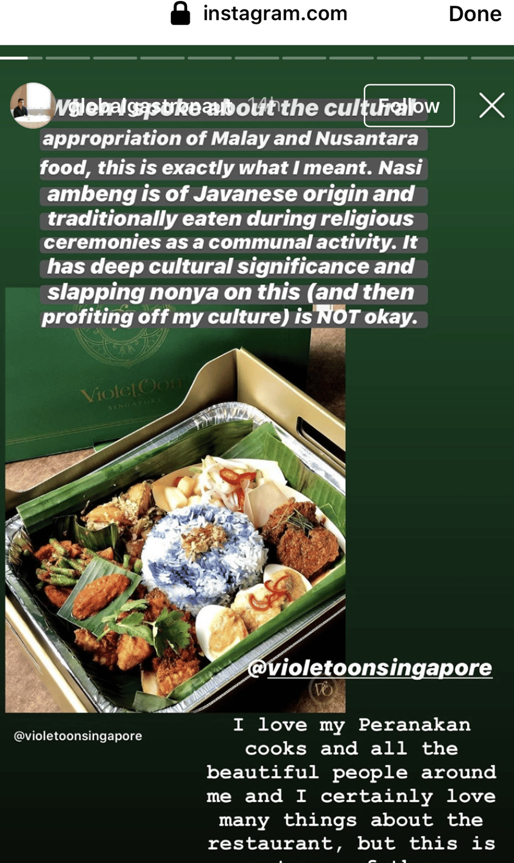 A screengrab of an Instagram post by Azimin Saini reacting to the dish. Photo: Instagram A screengrab of an Instagram post by Azimin Saini reacting to the dish. Photo: Instagram