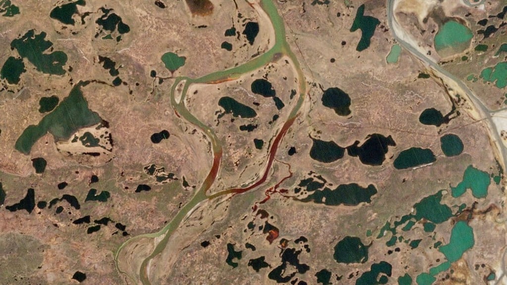 Environmentalists say the spill is the worst such accident in the Arctic region and the second worst in modern Russian history. Photo: Planet Labs/AFP Environmentalists say the spill is the worst such accident in the Arctic region and the second worst in modern Russian history. Photo: Planet Labs/AFP