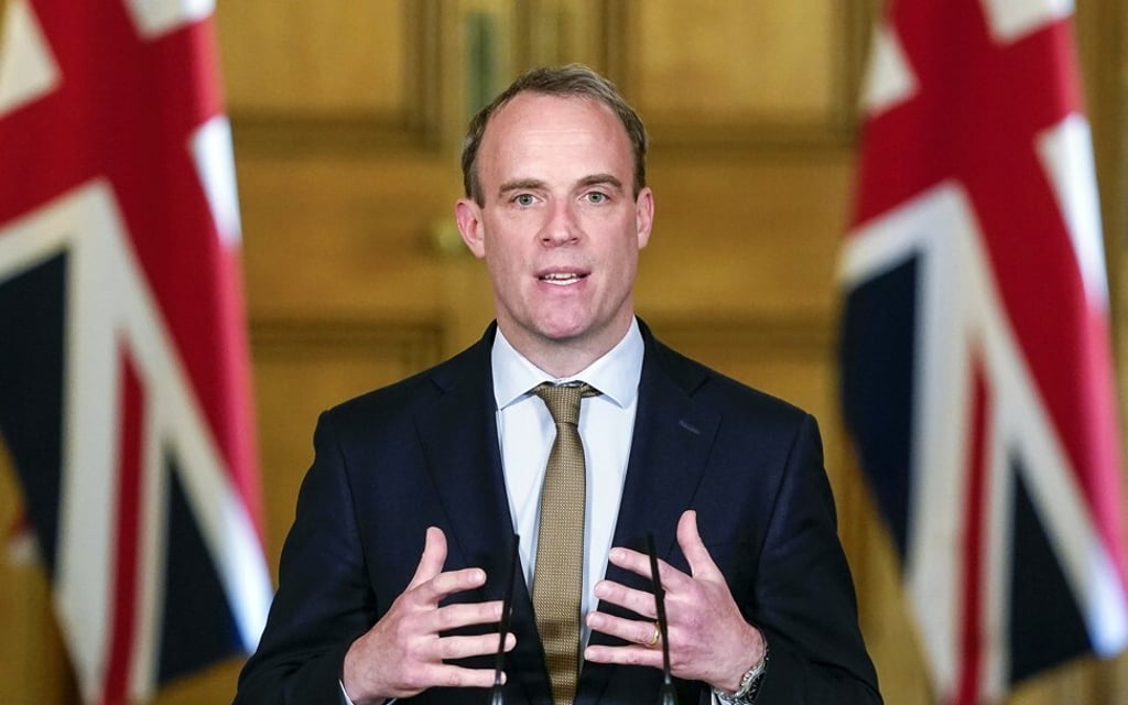 Foreign Secretary Dominic Raab says it is Britain’s view that Hong Kong’s high degree of autonomy and rights and freedoms must be preserved. Photo: EPA-EFE