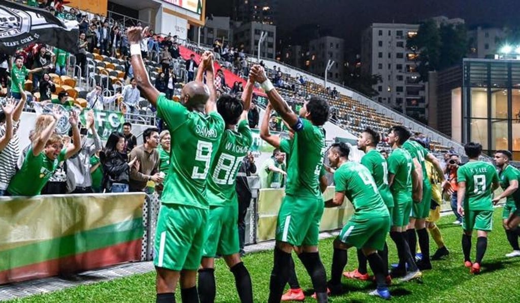 Tai Po players celebrate after beating Kitchee in the AFC Cup last season. Photo: Facebook Tai Po players celebrate after beating Kitchee in the AFC Cup last season. Photo: Facebook