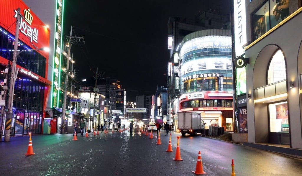 A street in the once-bustling entertainment district of Hongdae in Seoul, South Korea. Photo: EPA