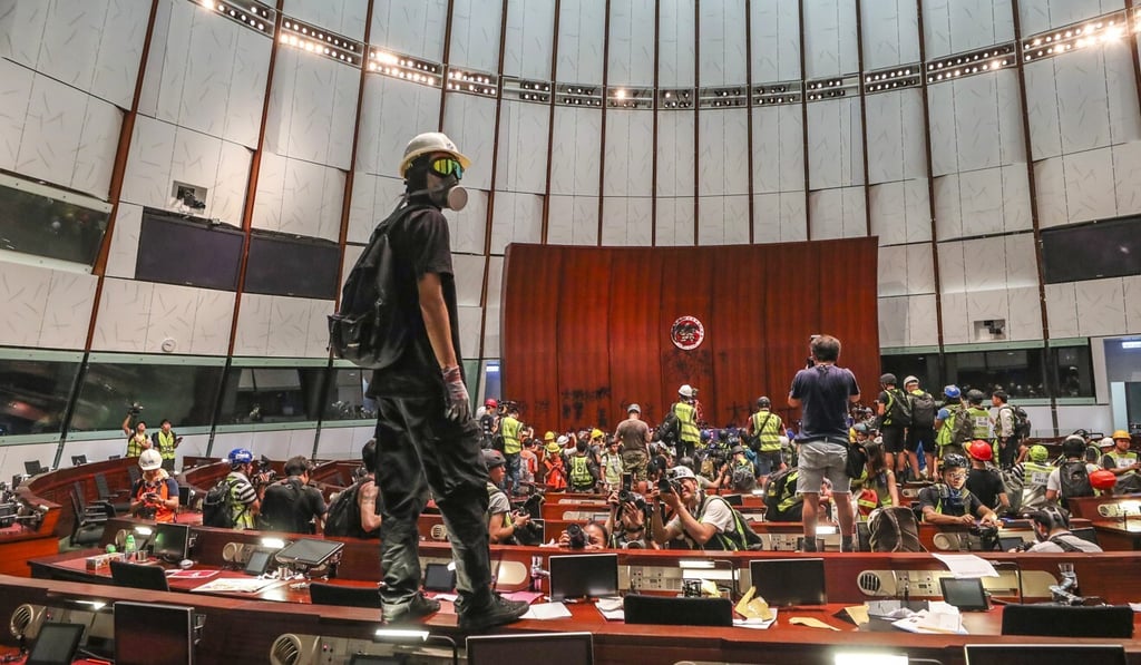 Protesters stormed the Legislative Council Chamber on July 1 last year. Photo: Sam Tsang
