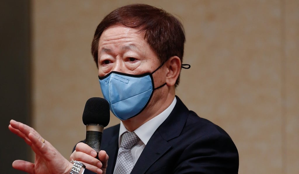 Mark Liu, chairman of the Taiwan Semiconductor Manufacturing Company (TSMC), wearing a protective mask while speaking at the company's annual general meeting in Hsinchu, Taiwan, on Tuesday. He said TSMC was still negotiating subsidies for a US$12 billion chip plant in Arizona. Photo: Bloomberg Mark Liu, chairman of the Taiwan Semiconductor Manufacturing Company (TSMC), wearing a protective mask while speaking at the company's annual general meeting in Hsinchu, Taiwan, on Tuesday. He said TSMC was still negotiating subsidies for a US$12 billion chip plant in Arizona. Photo: Bloomberg