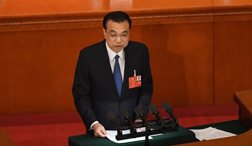 Chinese Premier Li Keqiang delivers his work report during the opening session of the National People's Congress in Beijing on May 22. Photo: AFP