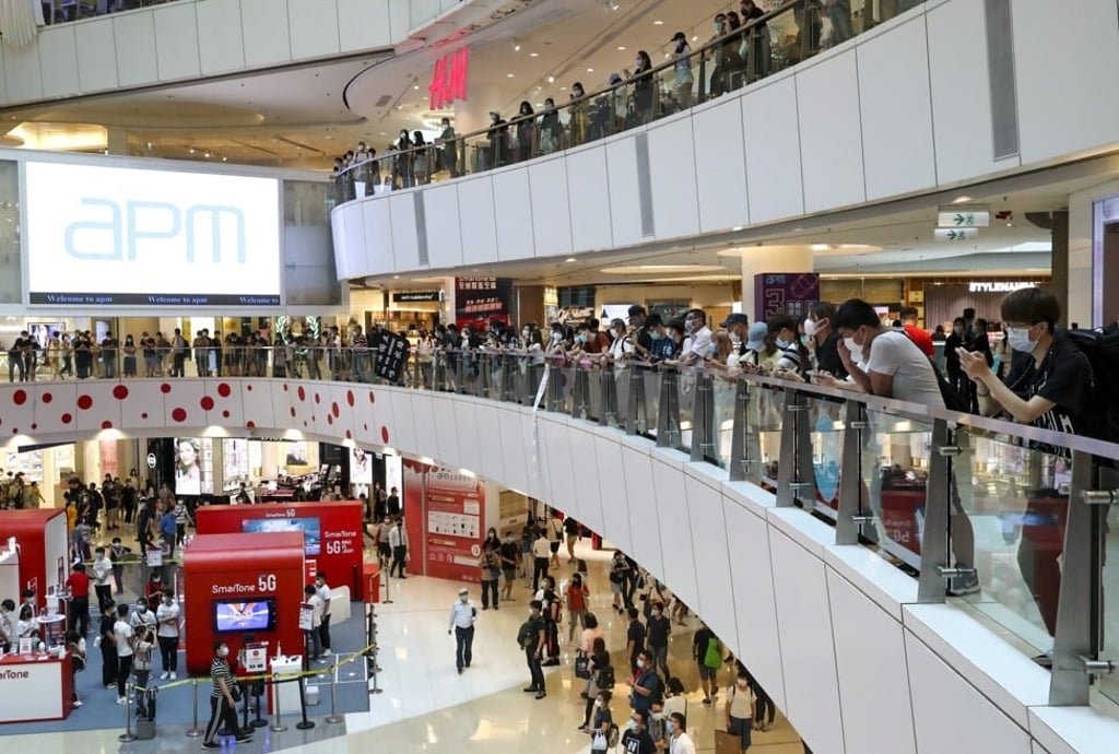 Protesters in Hong Kong hold a demonstration at a shopping centre in Kwun Tong. Photo: Edmond So