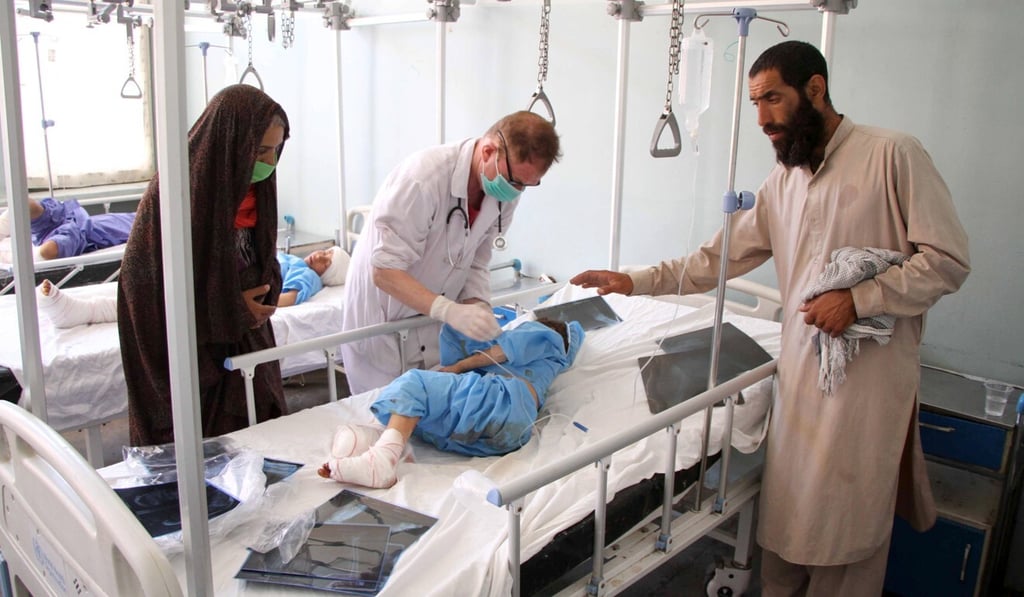 A boy who was injured in a rocket attack receives medical treatment at a hospital in Herat, Afghanistan. Photo: EPA-EFE