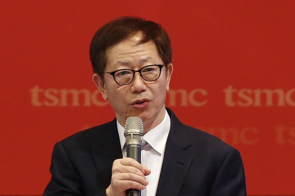 Mark Liu, chairman of Taiwan Semiconductor Manufacturing Co, speaks at the company's annual general meeting in Hsinchu, Taiwan, on June 9. Photo: Bloomberg
