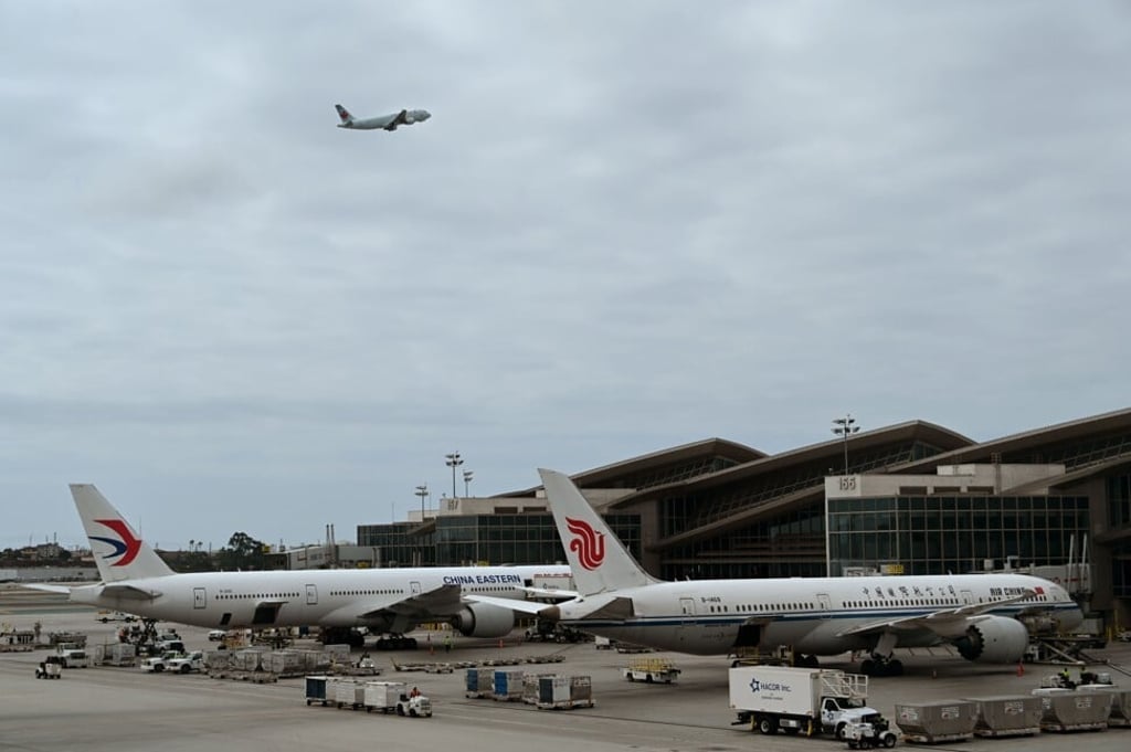 Air China and China Eastern planes wait at the gates at Los Angeles International Airport on September 27, 2019. Photo: AFP Air China and China Eastern planes wait at the gates at Los Angeles International Airport on September 27, 2019. Photo: AFP