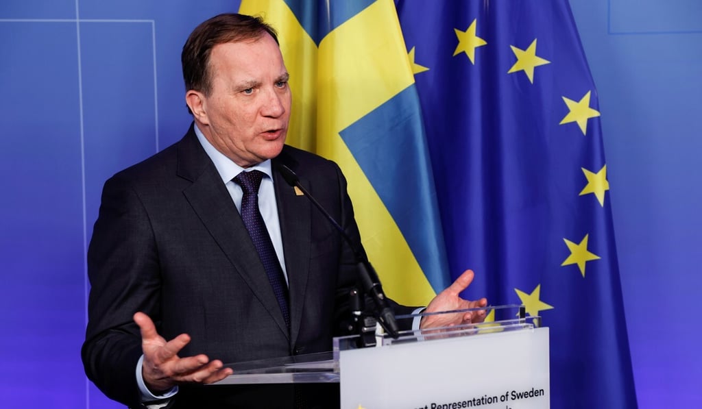 Sweden's Prime Minister Stefan Lofven speaks during a news conference in Brussels, Belgium in February. Photo: Reuters