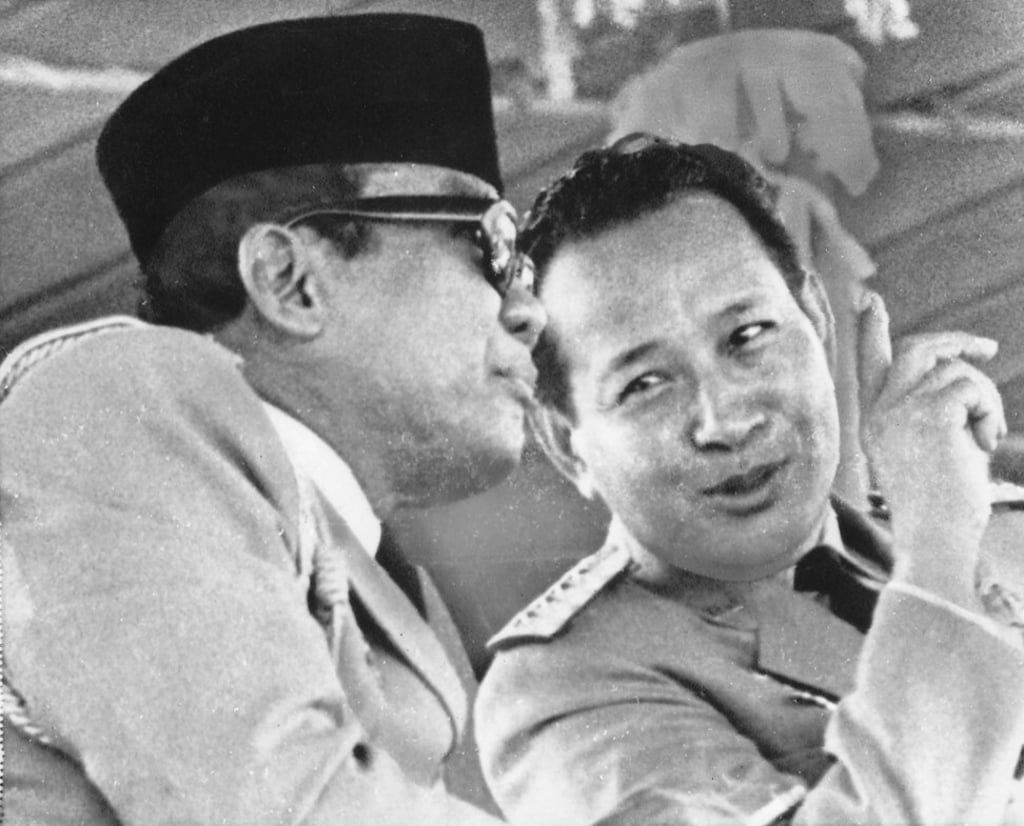 Security sources said there were plots to kill Indonesian President Sukarno (left), pictured in 1966. Photo: AP