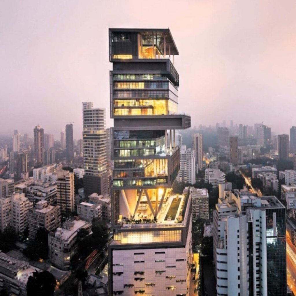 Ambani’s downtown Mumbai mansion. Photo: @maria_dashkevich/Instagram