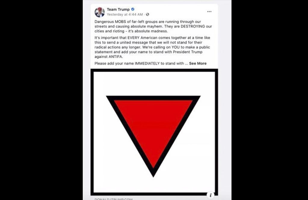 A removed Trump campaign ad bearing the red triangle. Photo: AFP