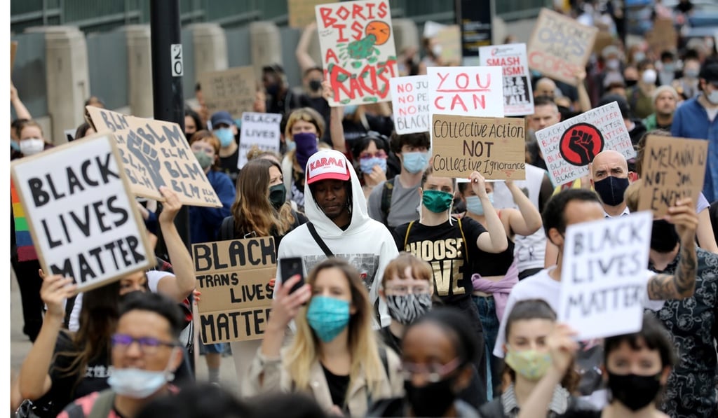 Demonstrators attend a Black Lives Matter protest in London on June 20. Photo: Reuters