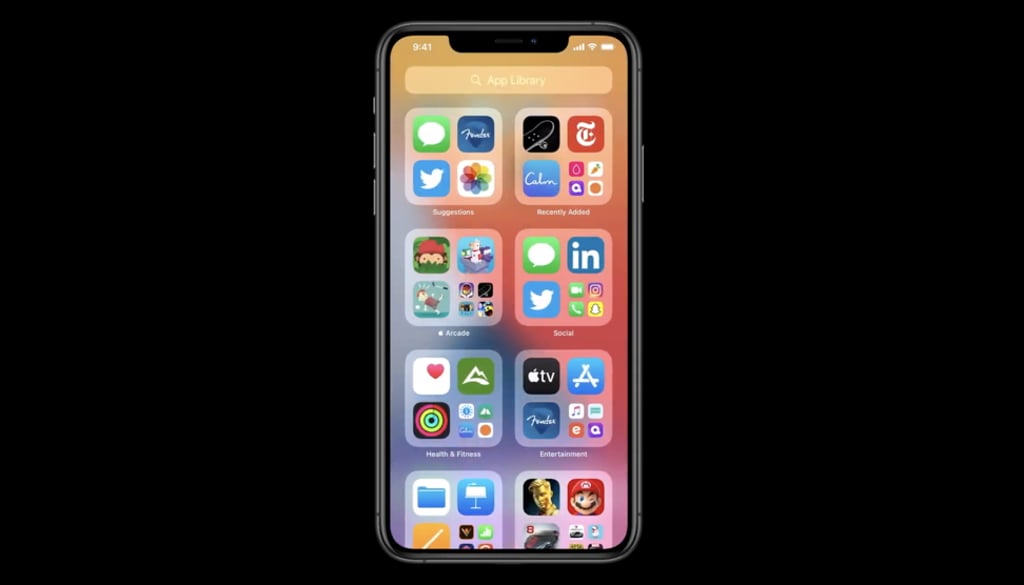 The App Library is one of the features in the upgraded Apple iOS 14. Photo: Apple The App Library is one of the features in the upgraded Apple iOS 14. Photo: Apple
