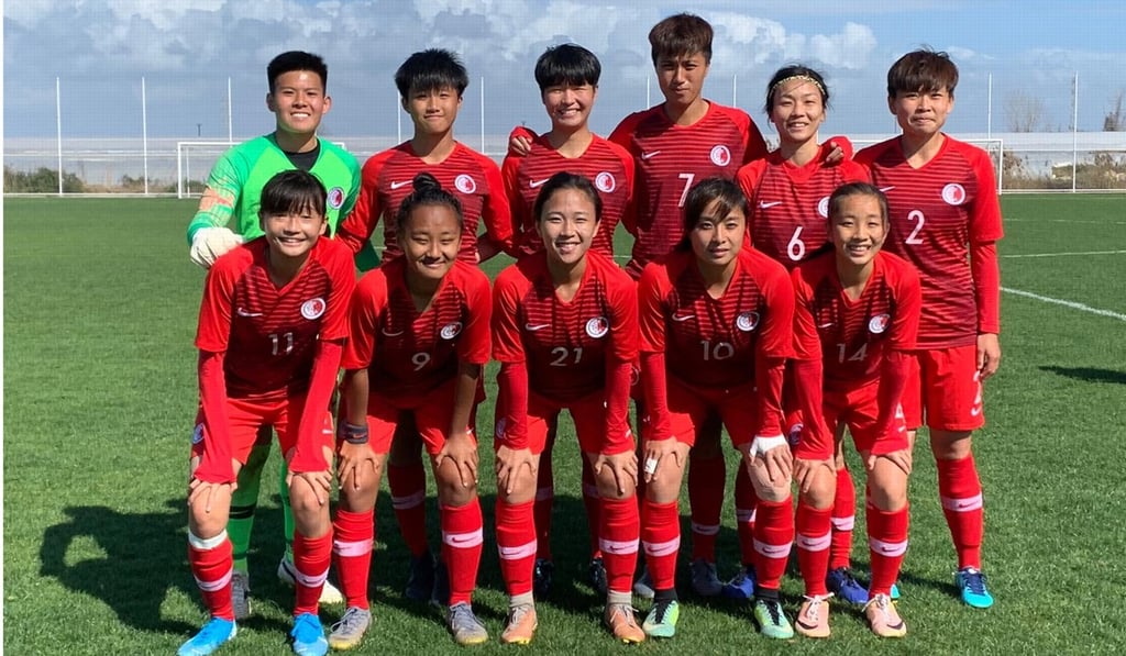 Wai Yuen-ting (second from right, front row) with the Hong Kong squad in an invitation tournament in Turkey in March 2020. Photo: HKFA