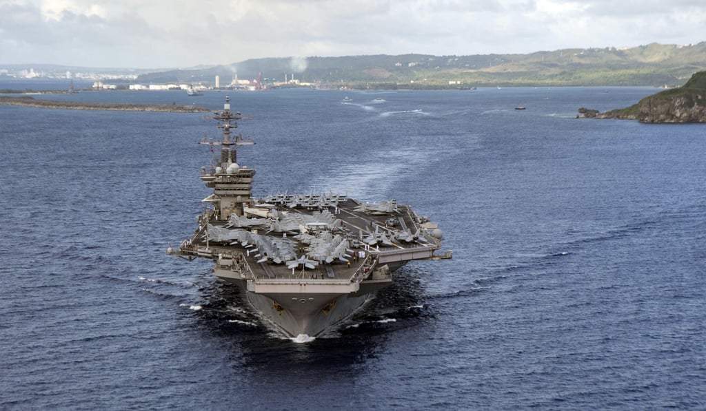The USS Theodore Roosevelt is seen in Guam in early June, as it resumes military operations in the Pacific region. Photo: AP