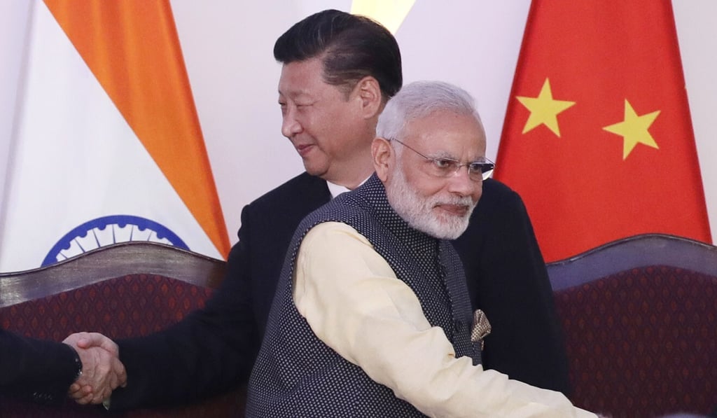 Indian Prime Minister Narendra Modi (front) and Chinese President Xi Jinping at a summit in Goa, India, in 2016. Photo: AP Indian Prime Minister Narendra Modi (front) and Chinese President Xi Jinping at a summit in Goa, India, in 2016. Photo: AP