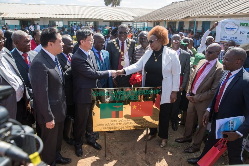 Belt and Road Initiative projects, such as a village TV project in Chongwe, Lusaka province, Zambia, are part of China’s plan to boost trade, investment and connectivity with countries around the world. Photo: Xinhua Belt and Road Initiative projects, such as a village TV project in Chongwe, Lusaka province, Zambia, are part of China’s plan to boost trade, investment and connectivity with countries around the world. Photo: Xinhua
