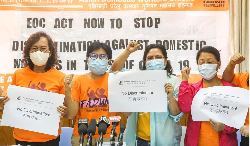 Federation organiser Peggy Shek (left), chairwoman Phobsuk Gasing, Shiella Estrada and Chuni Thapa. Photo: Dickson Lee