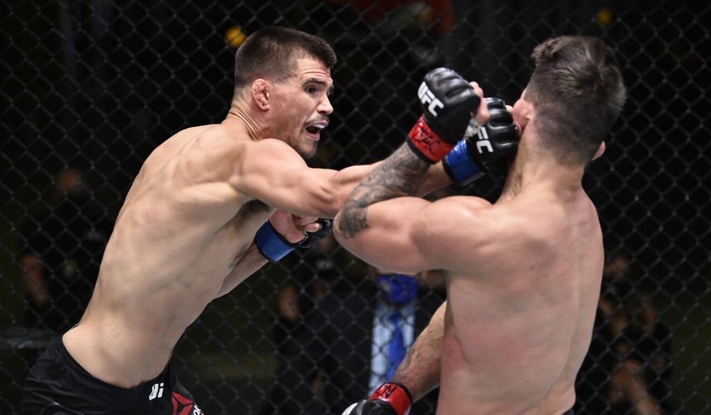 Mickey Gall punches Mike Perry during UFC Fight Night at the UFC Apex Arena in Las Vegas. Photo: USA Today