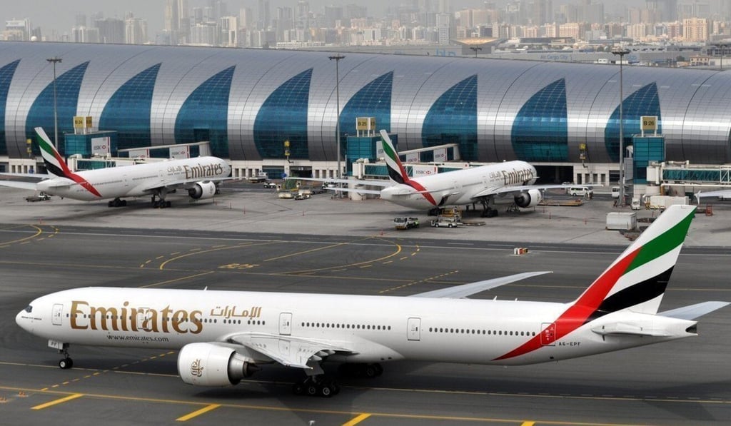 Emirates has suspended transit services via Hong Kong airport from July 2 to 15. Photo: AP Emirates has suspended transit services via Hong Kong airport from July 2 to 15. Photo: AP