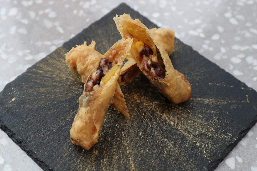 Crispy taro, pumpkin and sweetcorn roll at Yung’s Bistro, K11 Musea, Tsim Sha Tsui.