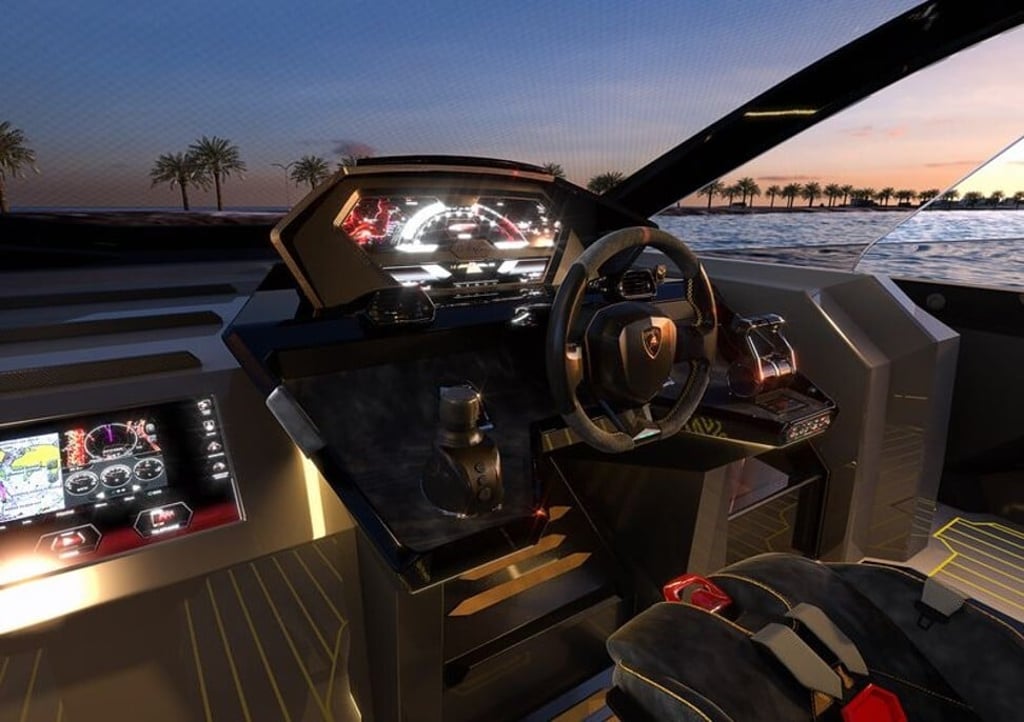The interiors use carbon stretch materials to save weight. Photo: Lamborghini The interiors use carbon stretch materials to save weight. Photo: Lamborghini