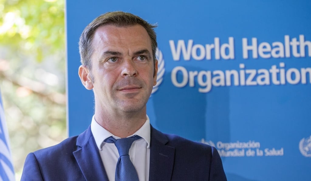 France’s Minister of Health and Solidarity Olivier Veran attends a press conference at the World Health Organisation headquarters in Geneva in June. Photo: Keystone via AP