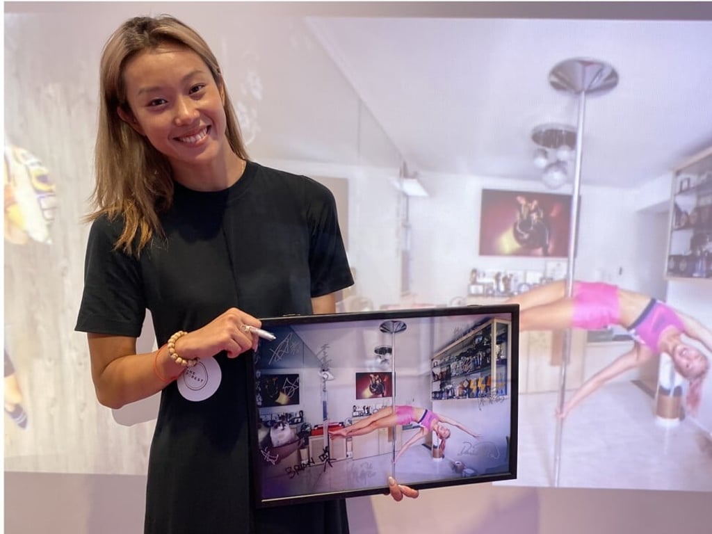 Swimmer Stephanie Au Hoi-shun happy to show how she works from home to keep fit during the pandemic. Photo: Chan Kin-wa Swimmer Stephanie Au Hoi-shun happy to show how she works from home to keep fit during the pandemic. Photo: Chan Kin-wa