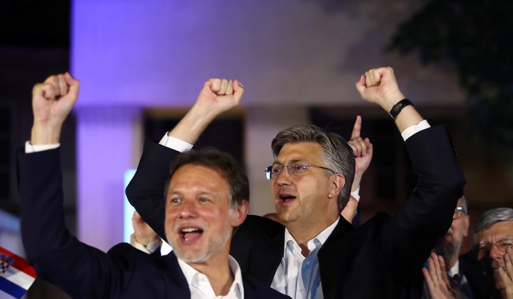 Croatian Prime Minister and leader of Croatian Democratic Union (HDZ) Andrej Plenkovic gestures after the results were announced during parliamentary election in Zagreb. Photo: Reuters