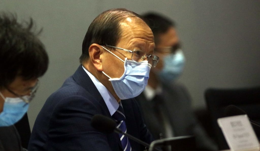 Hong Kong Football Association chairman Pui Kwan-kay at Legco's Home Affairs Panel meeting. Photo: Chan Kin-wa